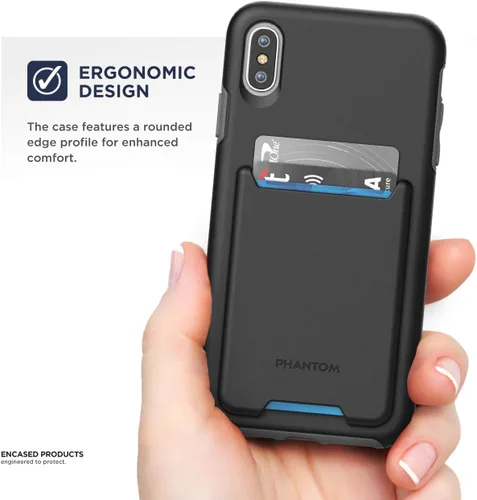 Miniatura 5 de ENCASED Funda tipo cartera para iPhone Xs Max (2018) con tarjetero (capacidad para 3 tarjetas de crédito) (negro)