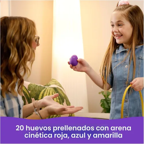 Miniatura 4 de Kinetic Sand, Paquete de 20 huevos con arena de juego roja, amarilla y azul de 3.3 libras para caza de huevos, recuerdos de fiesta y bolsas