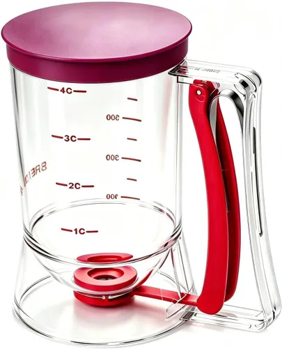 BBSTARZ Separador de masa para magdalenas, crepes, galletas, pasteles, gofres y crema. Separador de masa y crema. Vaso medidor para horneado. rojo