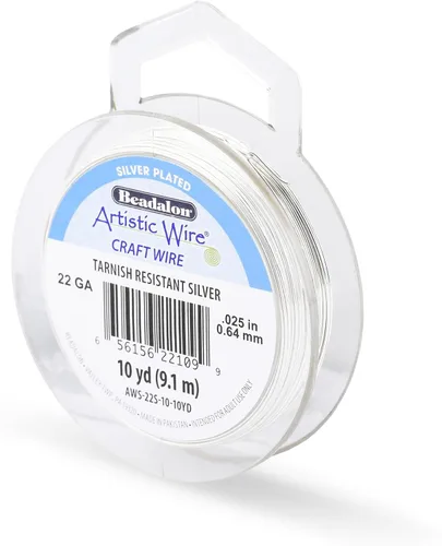 Miniatura 96 de Artistic Wire, alambre para manualidades de calibre 22 bañado en plata, resistente a las manchas, color cobre, blanco, 9,1 m