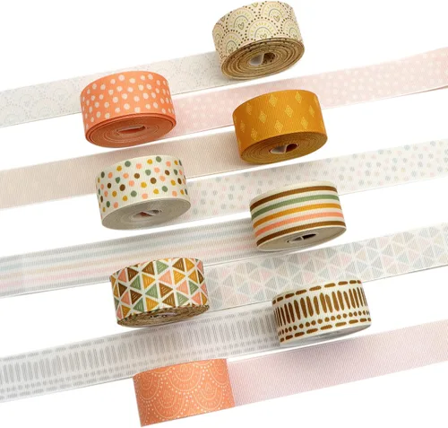 Miniatura 3 de David accessories Cinta de cinta de rayas de puntos de 1 pulgada de ancho x 40 yardas en total, 8 rollos de 5 yardas para bricolaje hecha a mano