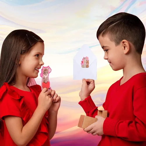 Miniatura 7 de Funrous 36 tarjetas de San Valentín para oler arañazos de animales para regalo del día de San Valentín, tarjetas perfumadas de fresa, sobres
