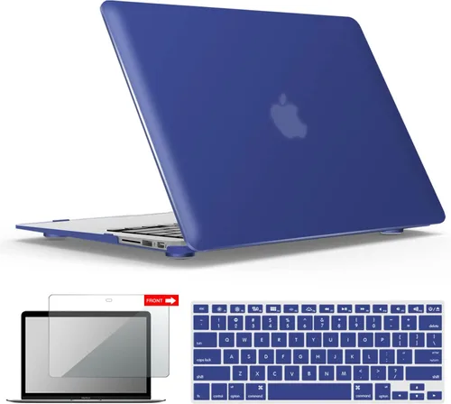Miniatura 30 de iBenzer Carcasa rígida de plástico con superficie suave 3 en 1 y cubierta para teclado y protector de visualización para MacBook Air, Negro