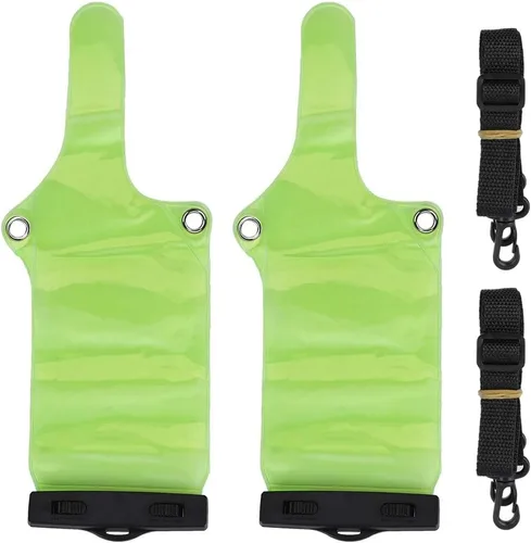 FOSA 2 unids radio bidireccional impermeable caso bolsa portátil equipo electrónico bolsa con cordón para walkie talkie 5R/UV82/BF-888S, verde