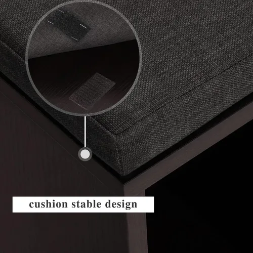 Miniatura 5 de Dopinmin Banco de almacenamiento de zapatos con 10 cubículos ajustables, banco de entrada con estantes, banco de zapatos de 3 niveles para sala