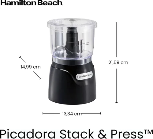 Miniatura 7 de Hamilton Beach - Picador de verduras eléctrico y mini procesador de alimentos, 3 tazas, 350 vatios, para picar, cortar y hacer puré, negro (72850)