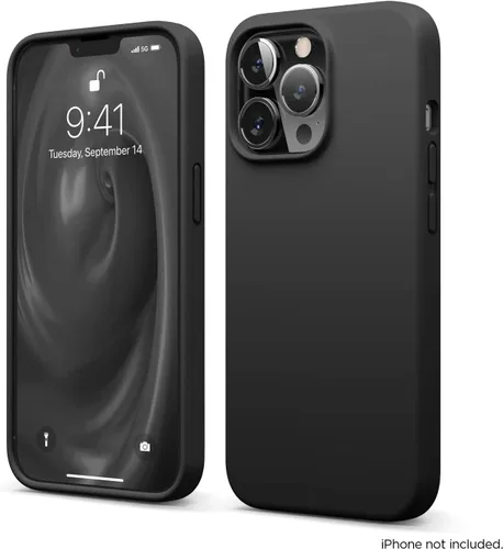 Miniatura 9 de elago Compatible con funda para iPhone 13 Pro, funda de silicona líquida, cubierta protectora de cuerpo completo, delgada, forro de microfibra Negro