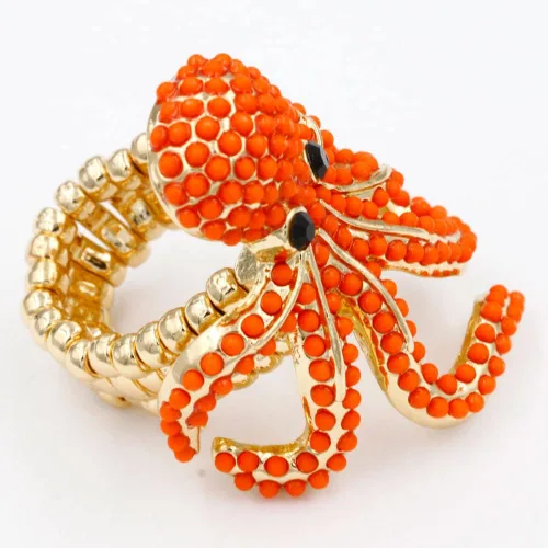Miniatura 2 de Lavencious Anillo elástico de diamantes de imitación con diseño de pulpo para mujer, talla 7-9
