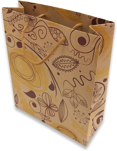 Miniatura 7 de 888 Display USA, Inc 6 bolsas de papel de 7.5 x 3 x 9.5 pulgadas de alto, diseño floral negro sobre papel Kraft, bolsas