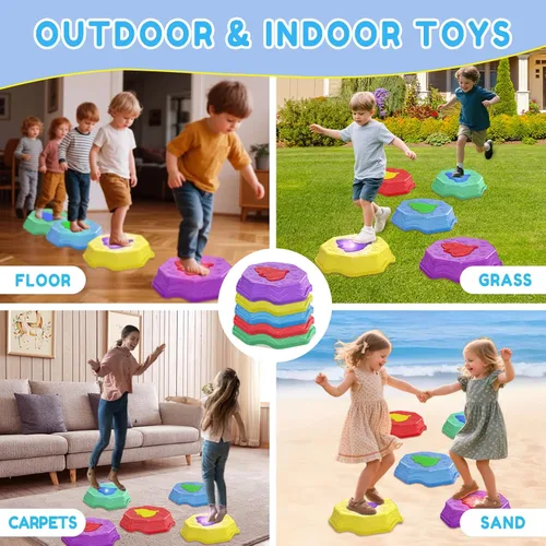 Miniatura 7 de Piedras Saltarinas para Niños con Luz y Música, Juguete Sensorial para Pequeñitos para Curso de Obstáculos y Coordinación, Regalos de Cumpleaños