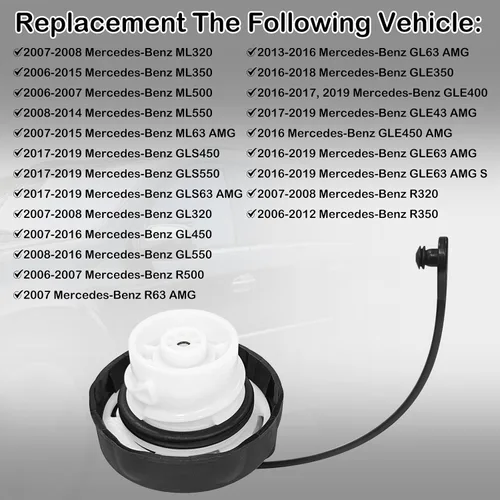 Miniatura 3 de Tapa de combustible de gasolina de repuesto A1644700030 A1664705800 compatible con Mercedes-Benz ML320 ML350 ML500 ML550 GL320 GL450 GL550 R320 R350