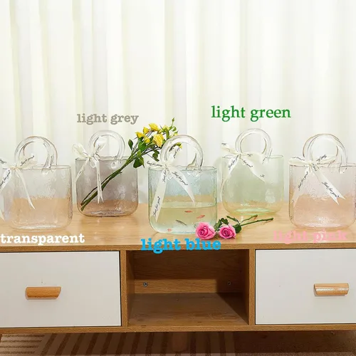 Miniatura 6 de Purse Vase for Flowers, Multifunctional Flower Vase Shopping Bag Vase Glass Pocketbook Vase, for Floral Arrangement Centerpiece Home