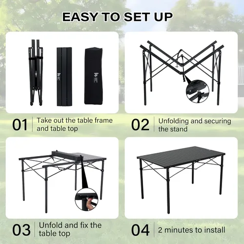 Miniatura 7 de OUTSIDER Mesa de camping plegable con mesa enrollable de aluminio, mesa de playa portátil ligera con bolsa de transporte para cocinar al aire libre