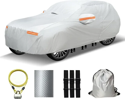Miniatura 10 de Funda para coche SUV de 30 capas para automóviles, impermeable para todo tipo de clima, protección UV, resistente a la nieve, resistente al viento