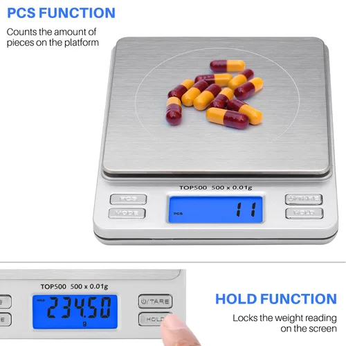 Miniatura 3 de Smart Weigh Báscula digital Pro de bolsillo 17.64 oz x 0.00 oz – 6 unidades: g, oz, gn, ozt, DWT, ct – Alta precisión para cocina, hierbas y joyas