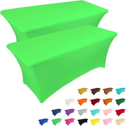 Miniatura 7 de IVAPUPU Paquete de 2 Manteles de Mesa de 6 Pies para Mesa Rectangular Ajustados para Eventos Elásticos Azul Niebla Cubiertas de Mesa Lavables Azul