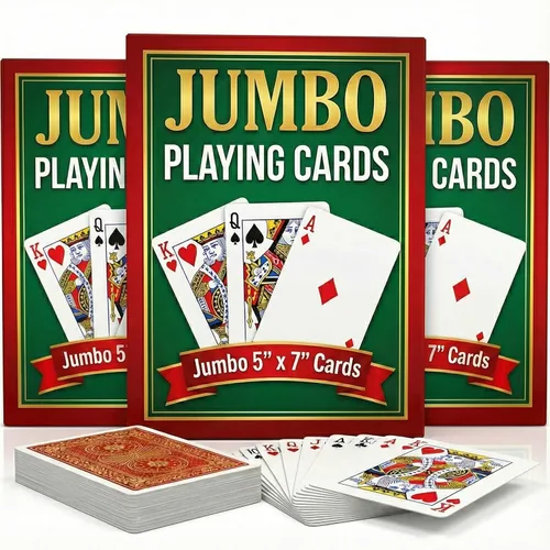 Miniatura 7 de Bedwina Naipes gigantes jumbo, cartas de juego de letras grandes para personas mayores, niños y adultos, baraja divertida de juegos de cartas