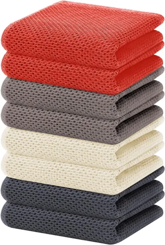 Miniatura 64 de Homaxy Paños de cocina de 100% algodón con tejido de gofre, ultra suaves, absorbentes, de secado rápido, 12 x 12 pulgadas, paquete de 6, amarillo
