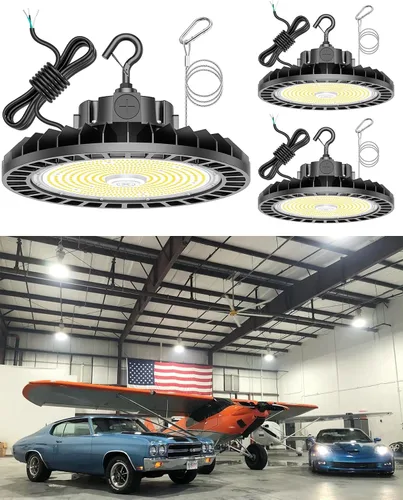 Miniatura 18 de 150W UFO LED alta luz de la bahía 22500LM ETL listado alta bahía LED tienda luces 5000K 0-10V regulable para almacén garaje AC100-277V