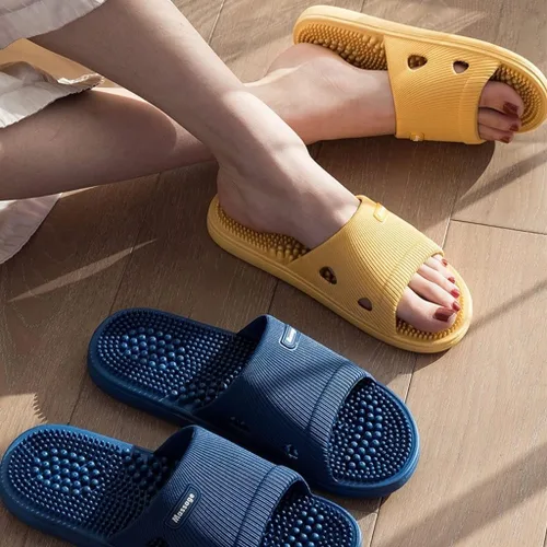 Miniatura 2 de Pantuflas de masaje con acupresión para pies, puntera abierta, sandalias de reflexología, alivio, neuropatía, artritis, dolor de pie plantar, Azul
