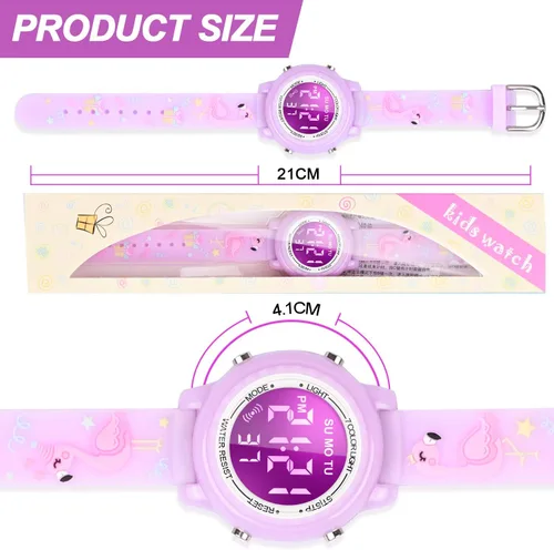 Miniatura 13 de Relojes LED impermeables para niños con alarma, juguetes para niños, regalos para niñas de 3 a 10 años