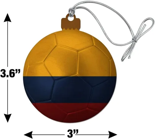 Miniatura 6 de GRAPHICS & MORE Bandera de Colombia Balón de Fútbol Fútbol Madera Árbol de Navidad Adorno de vacaciones