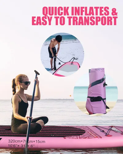 Miniatura 5 de Inflatable Stand-Up Paddle Board: Wide SUP with Full Accessories, Anti-Slip EVA Deck, Paddleboard for Yoga/Surfing/Fishing & More, for Youth &