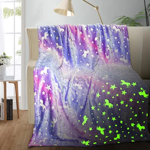 Miniatura 18 de TEHALK Mantas de bebé personalizadas para niños, manta de dinosaurio para niños, manta que brilla en la oscuridad para niños, manta para niños