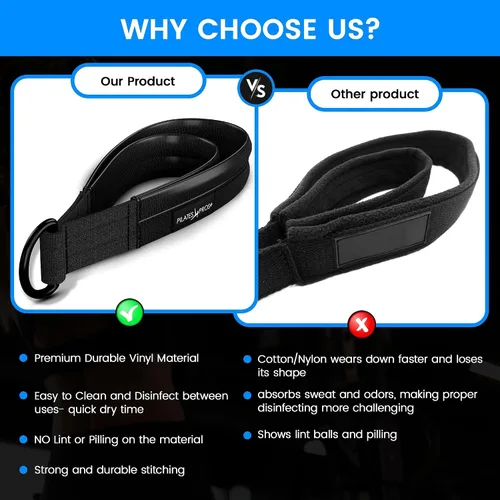 Miniatura 6 de Correas de doble bucle cubiertas de vinilo para equipos de pilates, correas acolchadas con anillo en D para entrenamiento de gimnasio en estudio