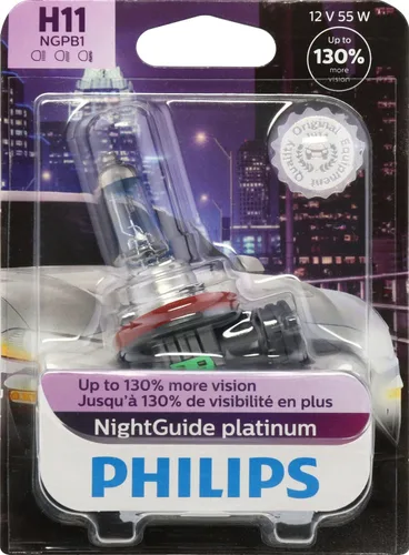 Philips Automotive Lighting H11 NightGuide Platinum Premium - Foco de recambio automotriz para faros, para haz alto, haz bajo y posición de niebla