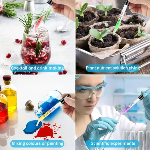 Miniatura 6 de Herain Cuentagotas de Vidrio, Cuentagotas para Oídos y Ojos - Puntas Curvas y Rectas, Cuentagotas de 1ml para Aceites Esenciales, Laboratorio