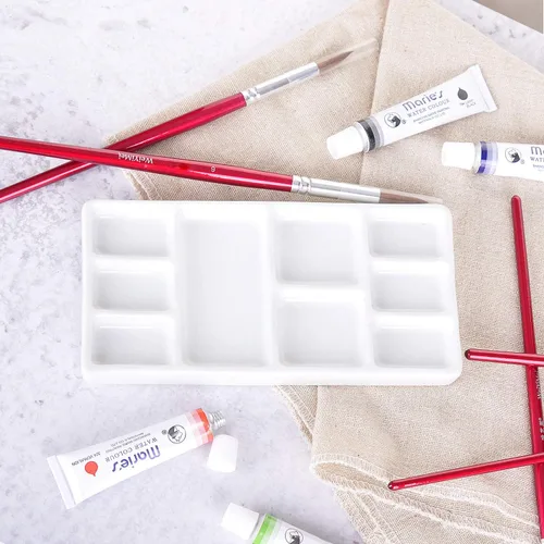 Miniatura 4 de VanEnjoy Paleta de pintura de artista de cerámica cuadrada blanca,Paleta de acuarela de porcelana,Bandeja de mezcla de cerámica para pintura