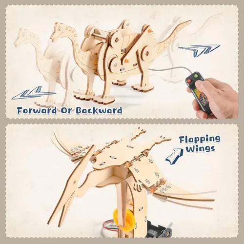 Miniatura 3 de Kits STEM de dinosaurios para niños de 8 a 10 a 12 años, juguetes de construcción de madera 4 en 1 para niños de 8 a 12 años, kit de carpintería