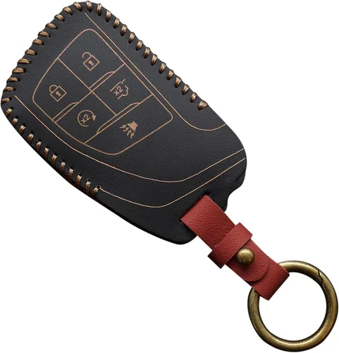 Miniatura 8 de Funda inteligente de cuero genuino para llavero compatible con Silverado Sierra Equinox Acadia 2021-2024