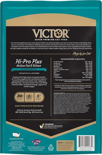 Miniatura 2 de VICTOR Super Premium - Alimento para gatos y gatitos adultos activos Hi-Pro Plus - Alimento seco para felinos activos - Todas las razas y todas