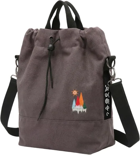 Miniatura 8 de Bolso de mano de lona para mujer, bolso de hombro informal, bolso de trabajo, bolso cruzado con bordado de sol