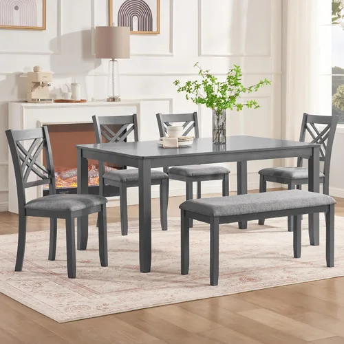 Miniatura 20 de LUMISOL Juego de mesa de comedor de 5 piezas con 4 sillas, juego de mesa de cocina de granja para lugares pequeños, cocina, comedor, negro y roble