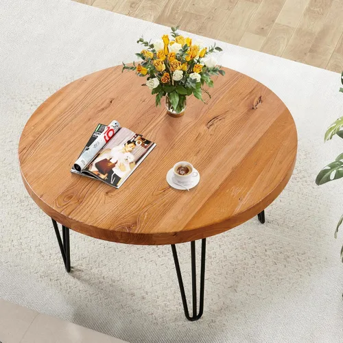 Miniatura 11 de Mesa de centro cuadrada de madera natural de 27 x 27 x 15 pulgadas de alto, mesas vintage de madera rústica para sala de estar, comedor, sofá