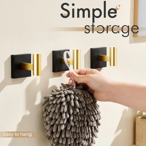 Miniatura 11 de KOKOSIRI Ganchos para batas de baño, ganchos para toallas, ganchos montados en la pared, accesorios de baño, paquete de 2 unidades, color negro