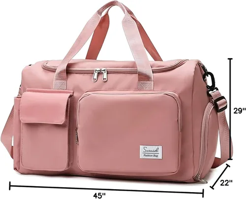 Miniatura 9 de Bolsa deportiva de gimnasio con compartimento para zapatos, bolsa de viaje con bolsillo separado seco húmedo para hombres y mujeres, bolsa de noche