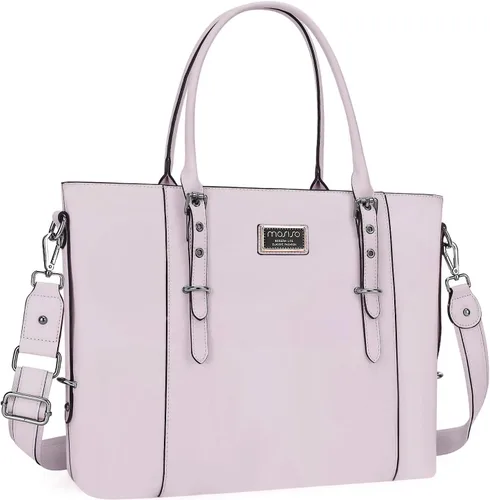 Miniatura 12 de MOSISO Bolso de mano de piel sintética para laptop para mujer (15-16 pulgadas), impermeable, de gran capacidad, maletín de trabajo de negocios