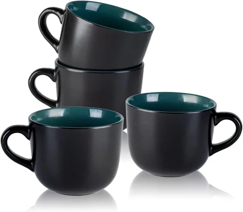 Miniatura 13 de AmorArc Tazas de sopa de 24 onzas con asas, tazas de cerámica jumbo con asas para café, cereales, capuchino, aptos para microondas y lavavajillas