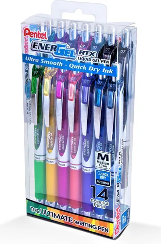 Miniatura 2 de Pentel EnerGel RTX - Bolígrafo de gel líquido (0.028 in) línea media, 14 colores vibrantes surtidos, caja con ventana