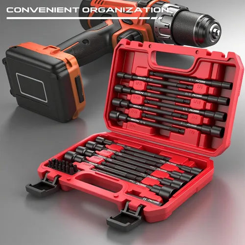 Miniatura 7 de Juego de brocas de impacto para destornillador de tuerca, 31 piezas, juego de herramientas de broca de impacto de zócalo magnético, soporte