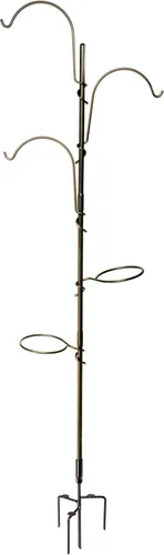 Miniatura 8 de Yard Butler YT-5 Jardín colgante para árbol de patio, tres ganchos de pastor para colgar plantas al aire libre o interior, dos soportes circulares