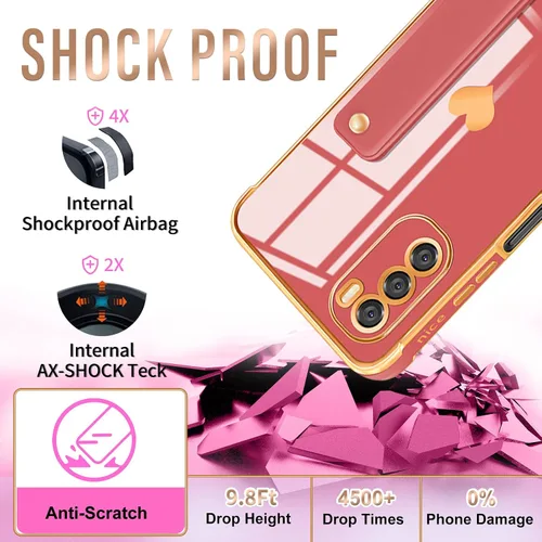 Miniatura 6 de Likiyami Funda 3 en 1 para Motorola Moto G Pure 2021 con diseño de corazón para mujeres y niñas, bonita, de lujo, bonita con soporte, funda estética