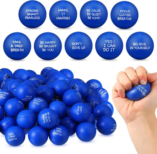Shappy 54 bolas inspiradoras para aliviar el estrés, bolas motivacionales para el estrés, bolas de poliuretano a granel para adultos, terapia
