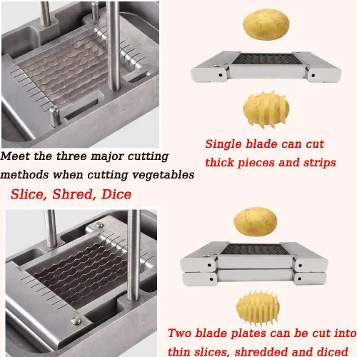 Miniatura 5 de Cortador comercial de frutas y verduras de 1/2 y 1/4 pulgadas, cortador de cebolla de hoja afilada resistente, extraíble y reemplazable, ensamblaje