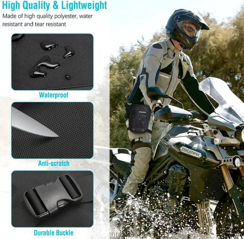 Miniatura 3 de HUANLANG Bolsa de pierna caída para hombres y mujeres, bolsa de muslo para motocicleta con arnés de pierna extraíble para actividades al aire libre