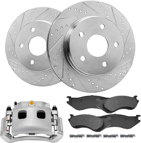 Miniatura 20 de Detroit Axle - Rotores de freno para Ford 2013-2019 Explorer Taurus Flex Lincoln MKT MKS, rotores de freno de disco ranurados perforados de repuesto